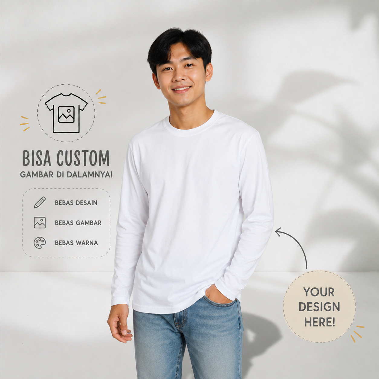 Kaos Lengan Panjang Custom Cotton Combed 24s