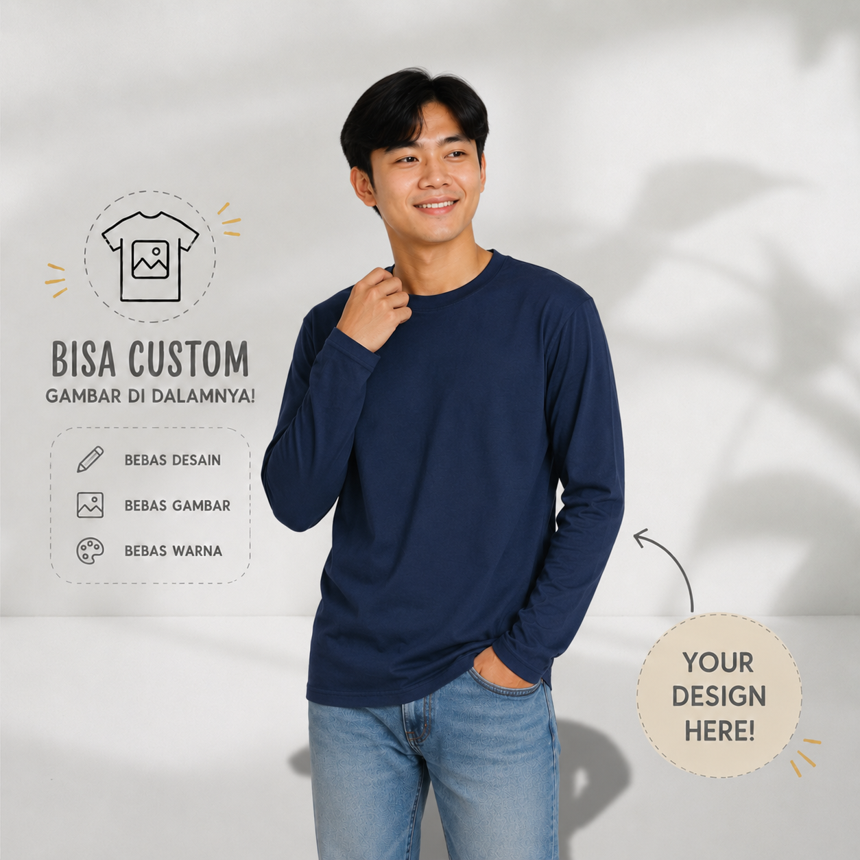 Kaos Lengan Panjang Custom Cotton Combed 30s